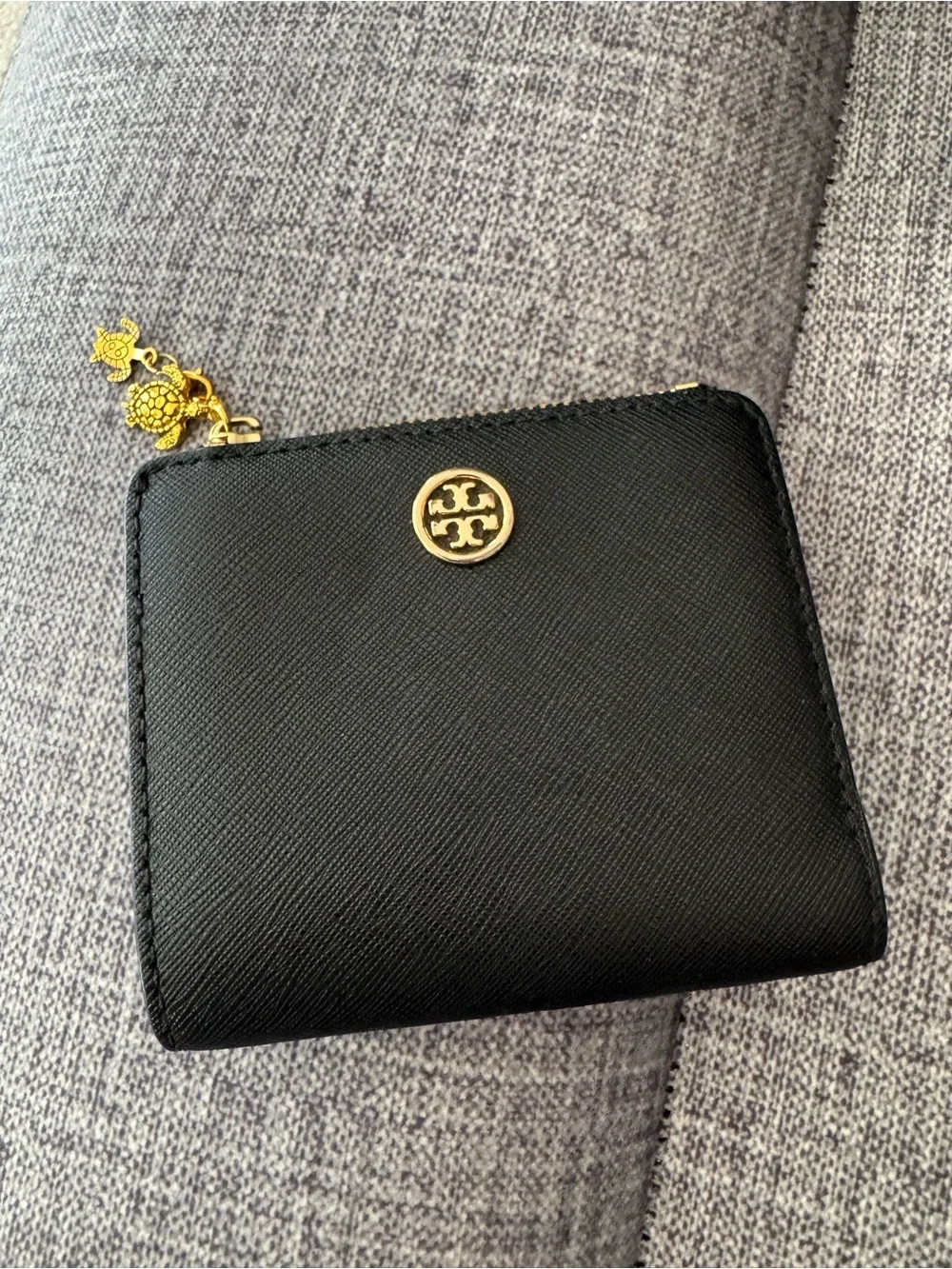 Tory Burch Black Leather Tote Bag & Wallet Set
